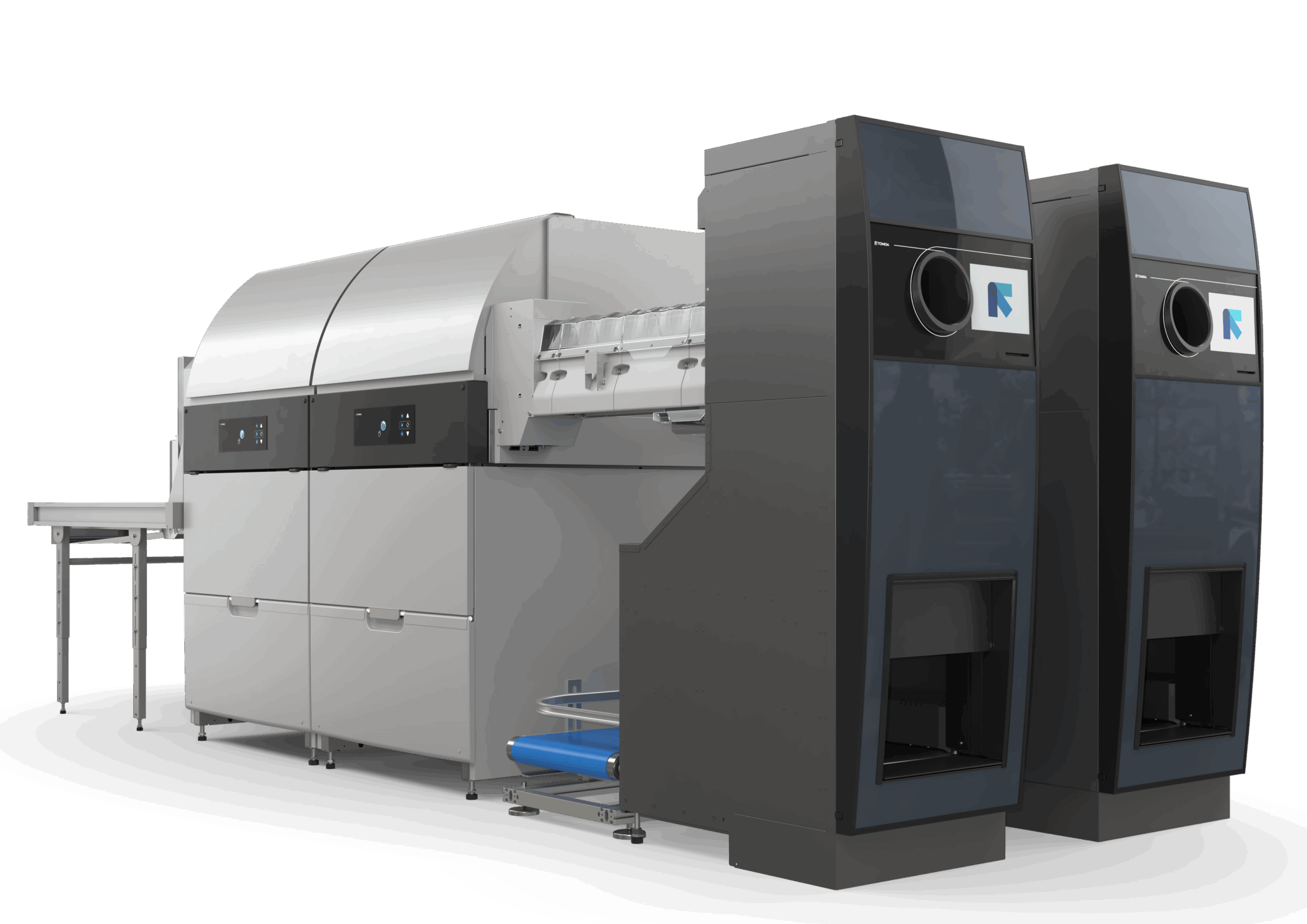 TOMRA MultiPac backroom-installatie achter emballage-automaat TOMRA MultiPac backroom-installatie achter emballage-automaat