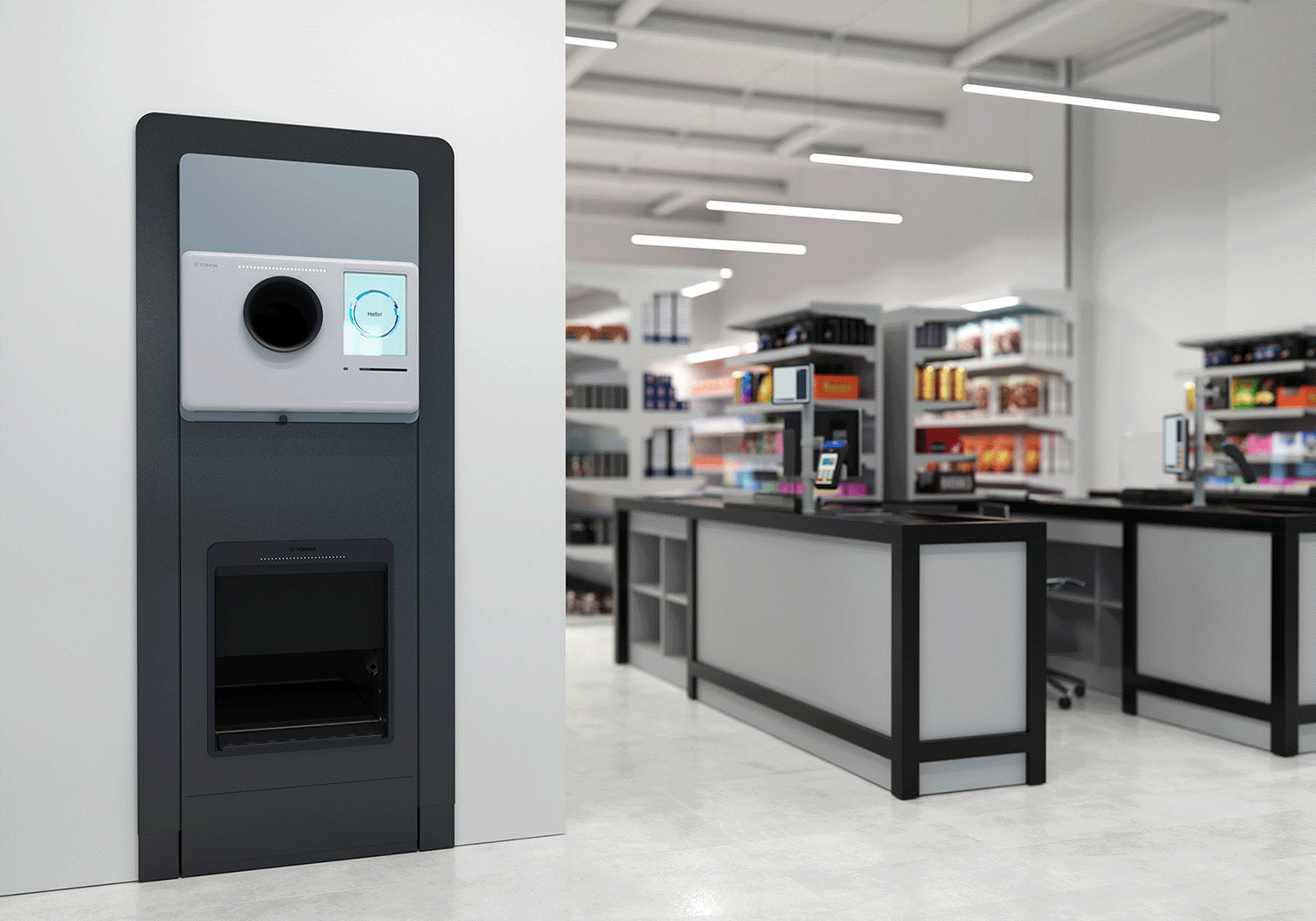 T100 BC emballage-automaat in omgeving